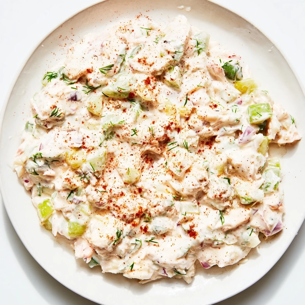 Clear glass jar of remoulade sauce with crab meat and herbs topped with capers, served with lemon wedges for dipping.