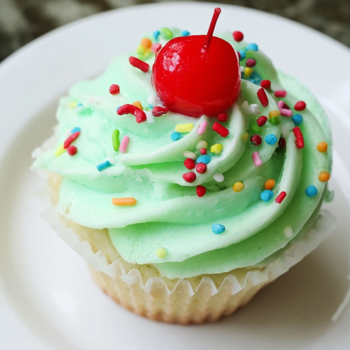 A close-up shows Shamrock Shake Cupcakes with velvety mint frosting, inviting you to serve these festive treats at your St. Patrick's Day dessert table.