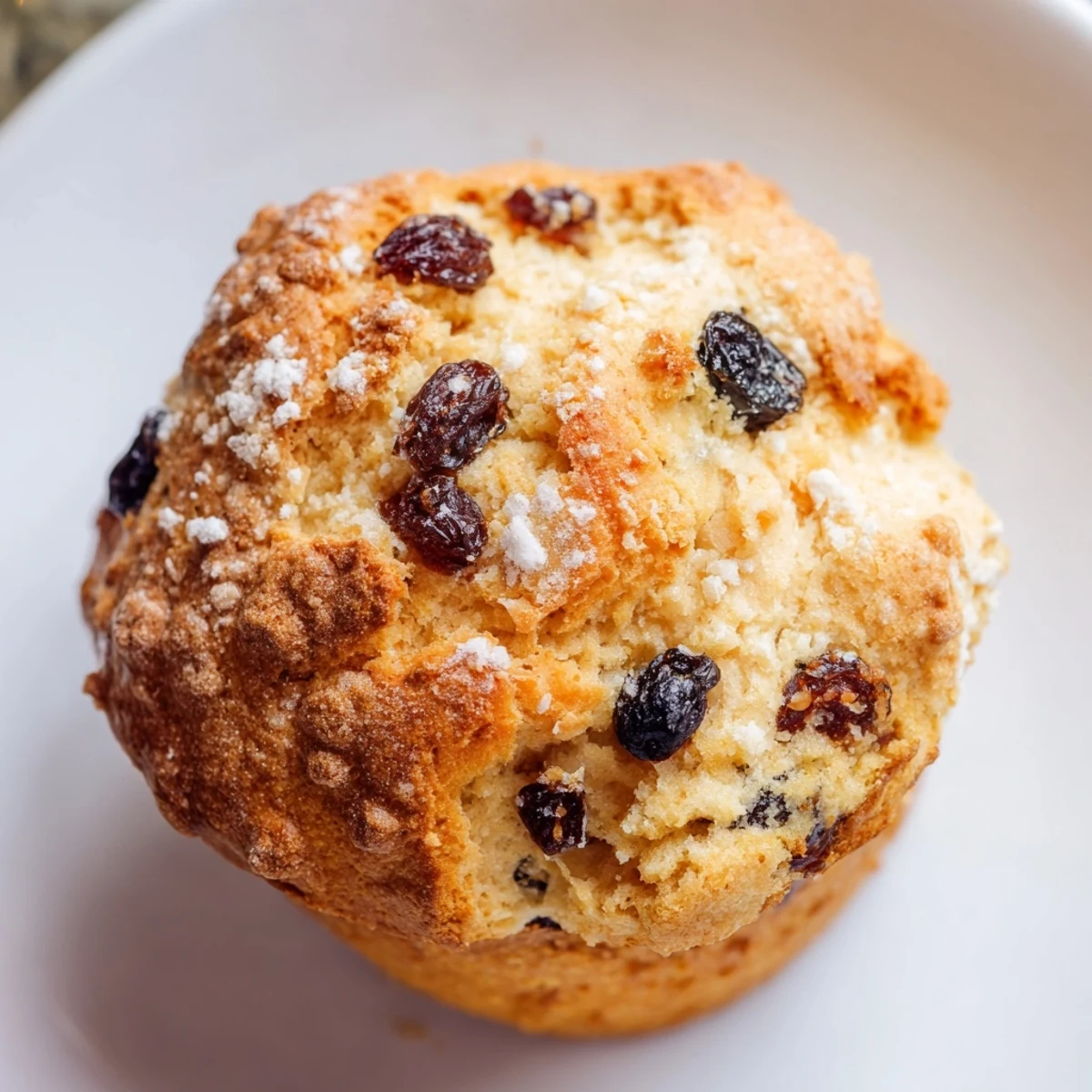 Golden-brown Irish Soda Bread Muffins with currants are displayed on a wire rack for breakfast.  