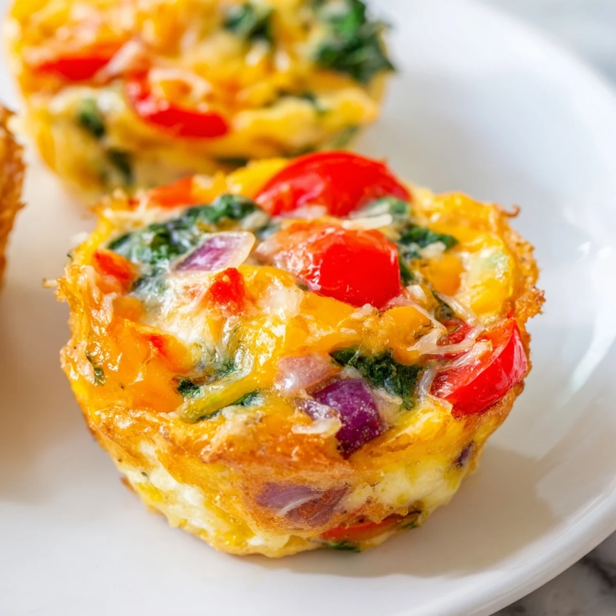Best Frittata Egg Muffins with sautéed spinach, peppers, and cherry tomatoes served warm for breakfast or snacks.