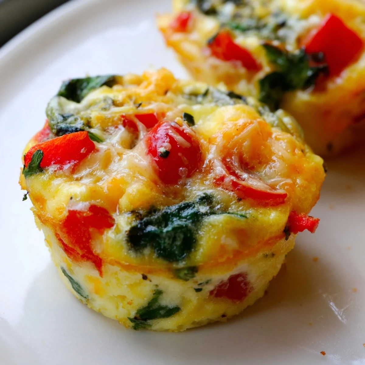 Golden, puffed mini frittatas arranged on a wooden board, ready for a quick vegetarian and gluten-free meal.