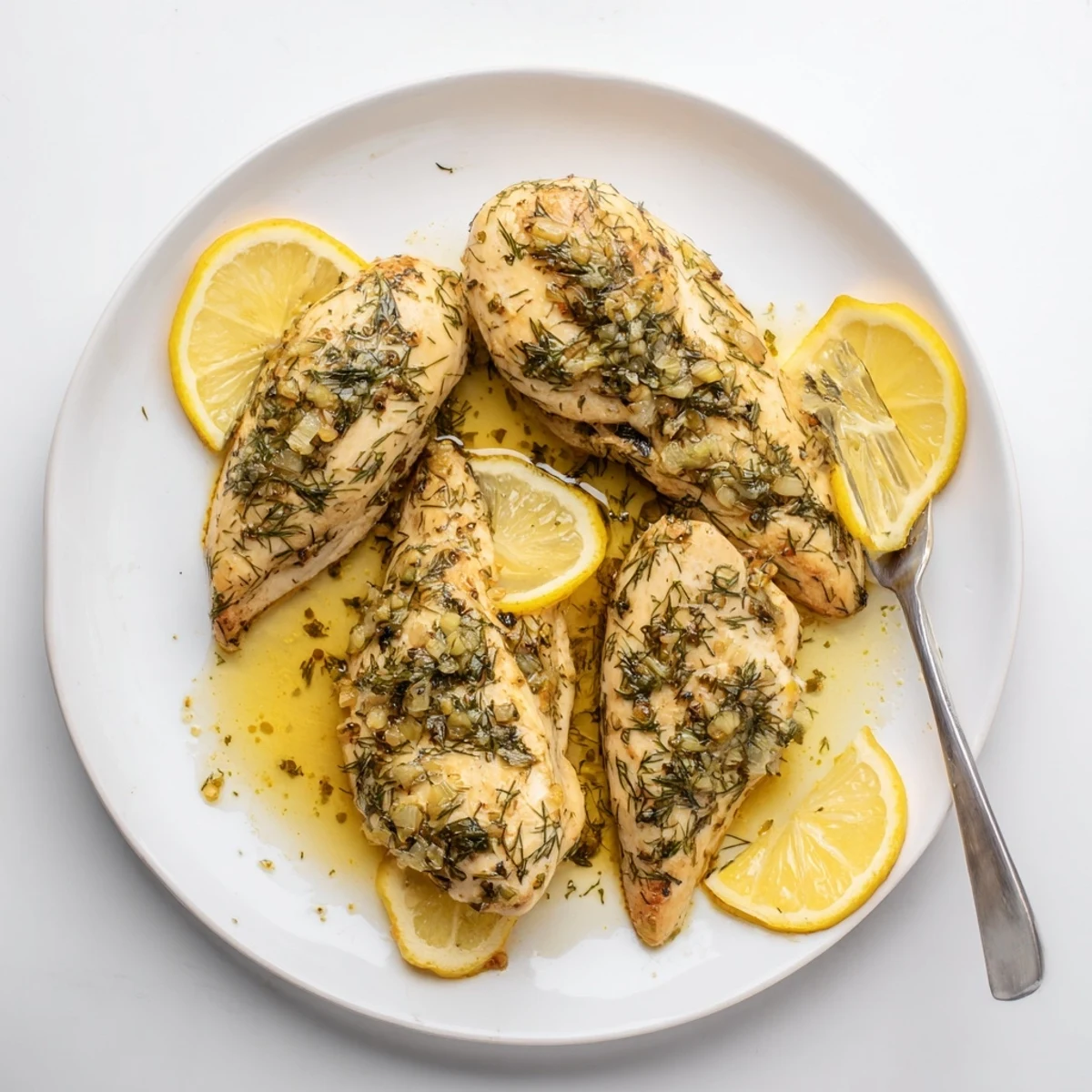 Golden baked Paleo Lemon Dill Chicken fresh from the oven, ready to serve for dinner.