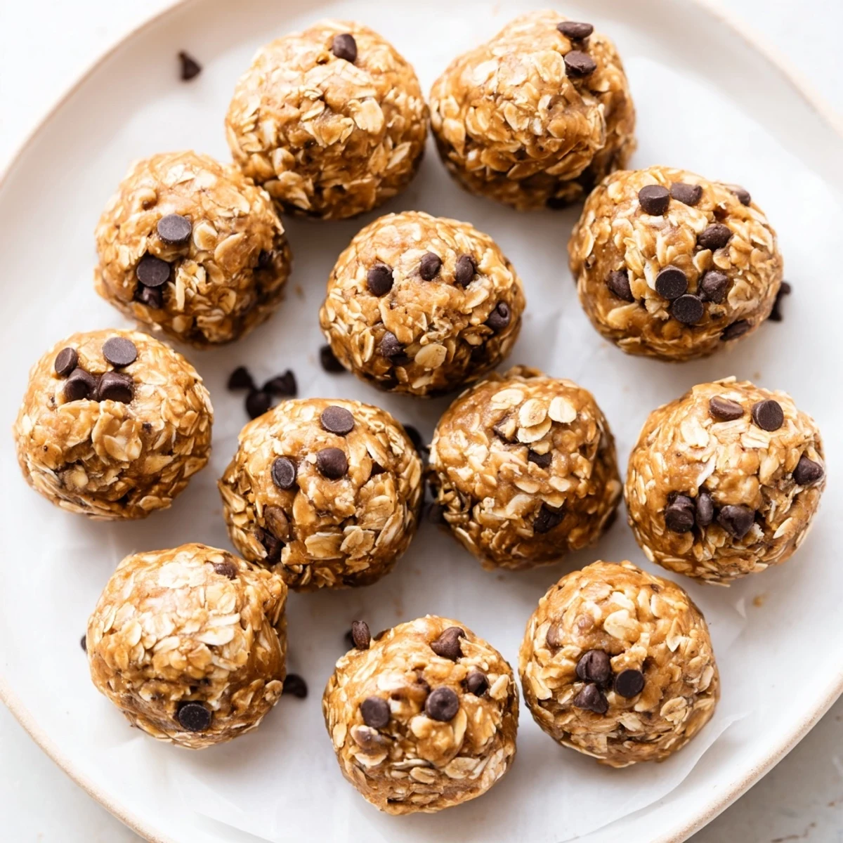 Frosted tray holds freshly rolled No Bake Peanut Butter Energy Bites for a quick snack.