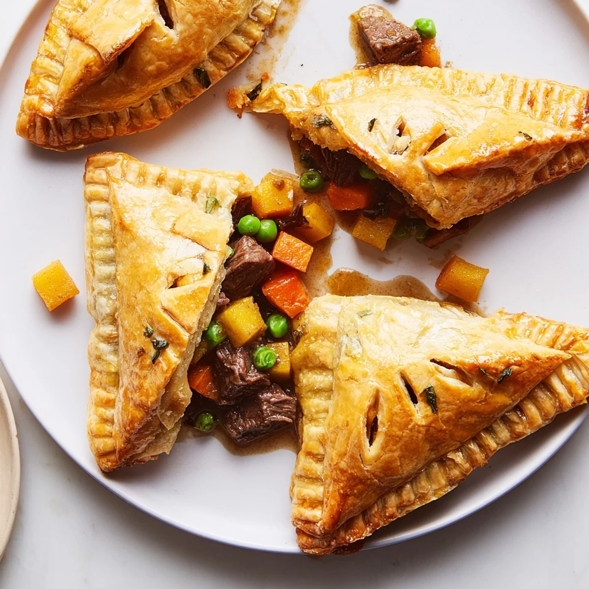Golden crispy Irish Beef and Guinness hand pies with flaky pastry and rich savory beef filling