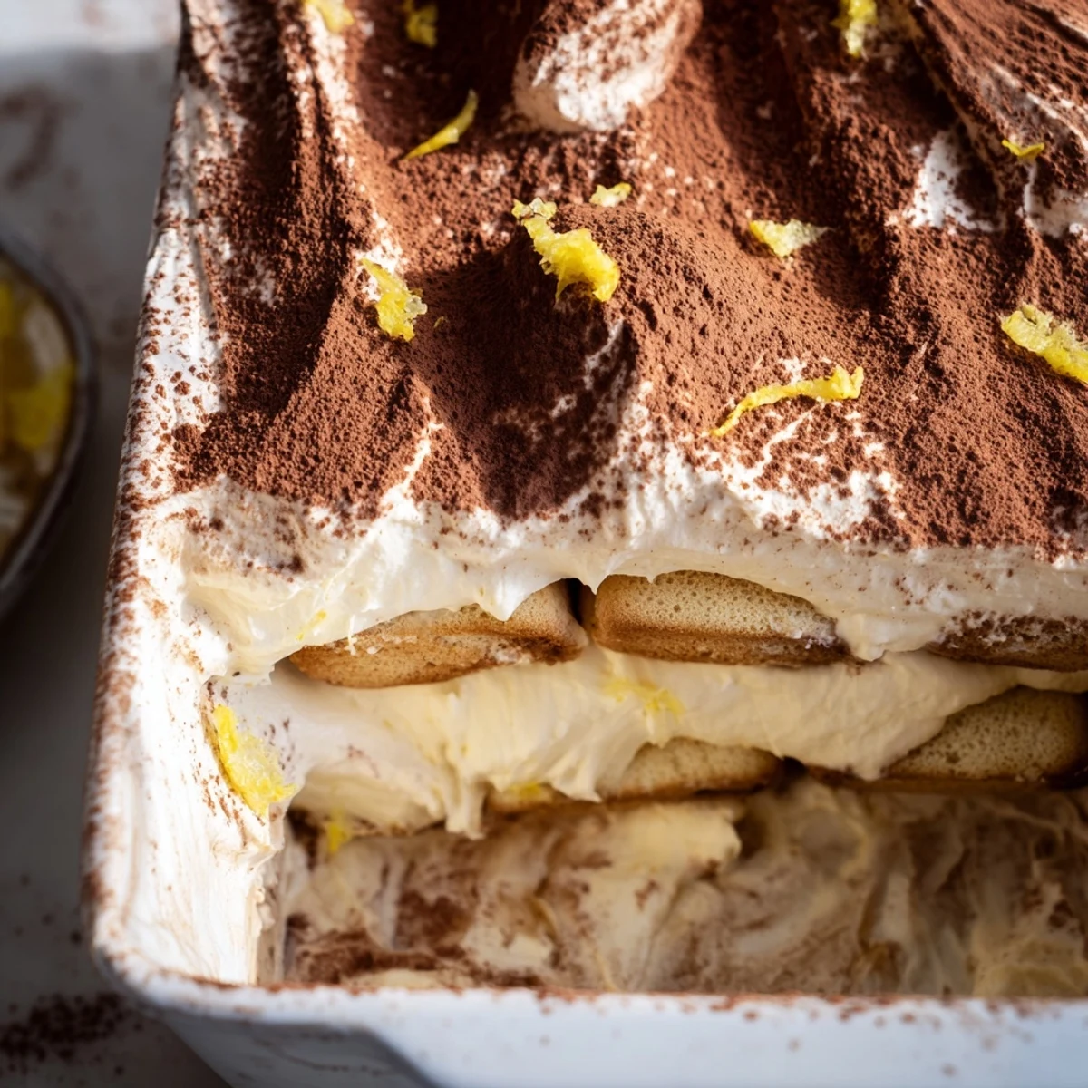 Italian dessert reinvented as Earl Grey tiramisu with fluffy mascarpone and bergamot-infused layers