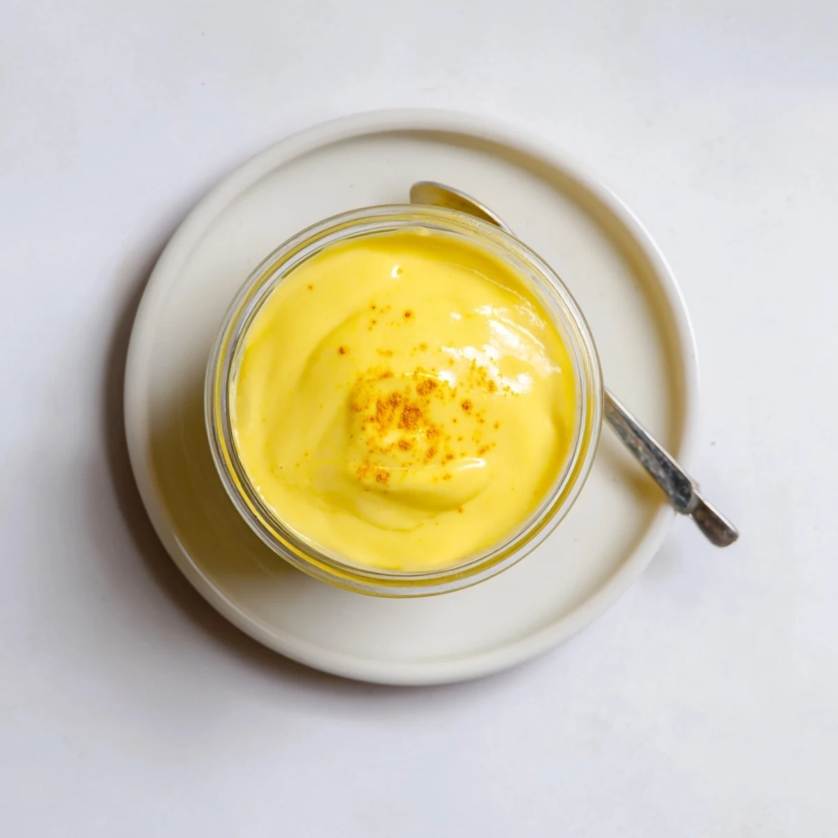 Creamy dairy-free mango curd swirled into coconut yogurt topped with tropical fruit slices