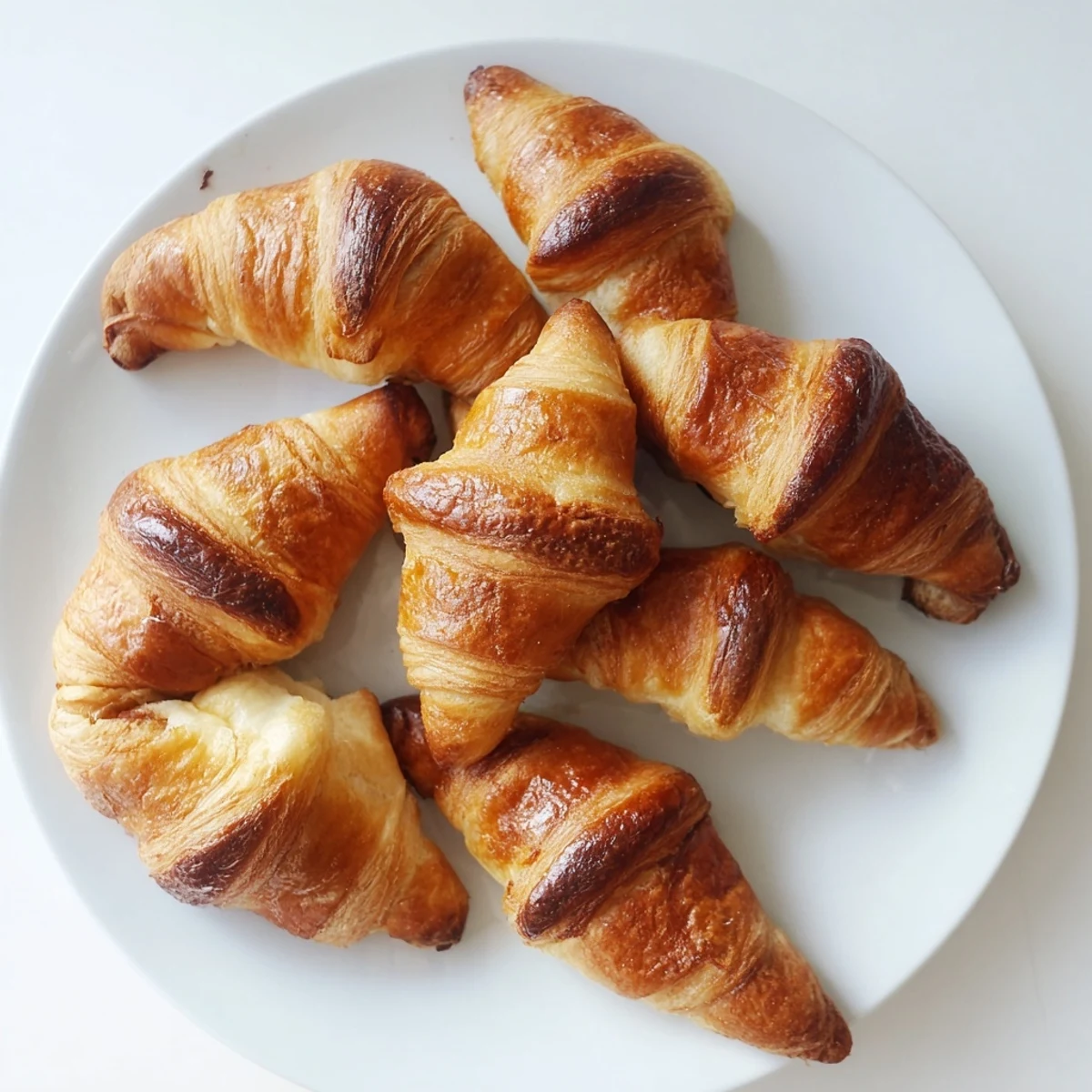  freshly baked breakfast croissants arranged on wire rack after air frying perfection