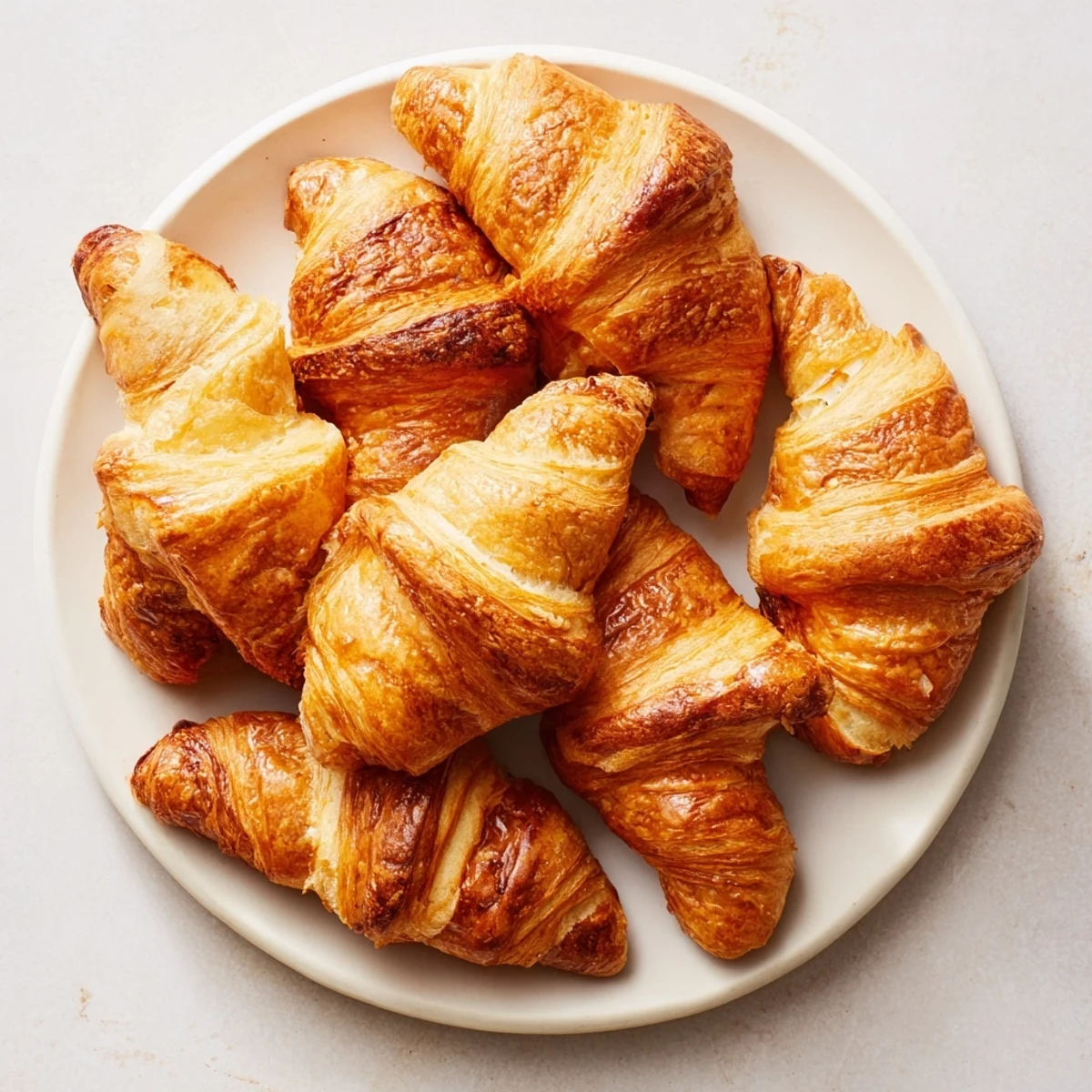 Golden homemade air fryer croissants with flaky layers and buttery pastry texture