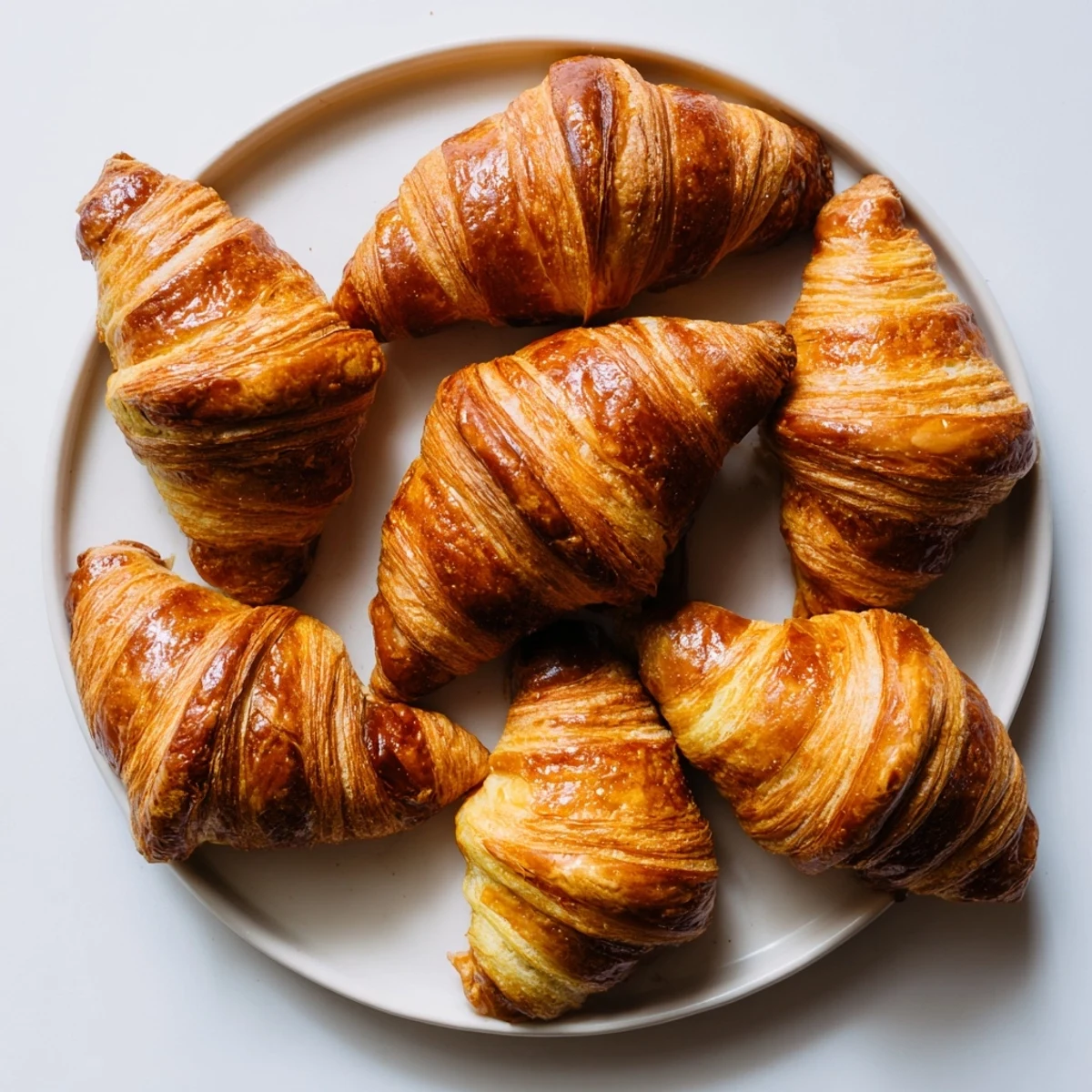  buttery French croissants golden brown and ready for brunch with coffee or jam