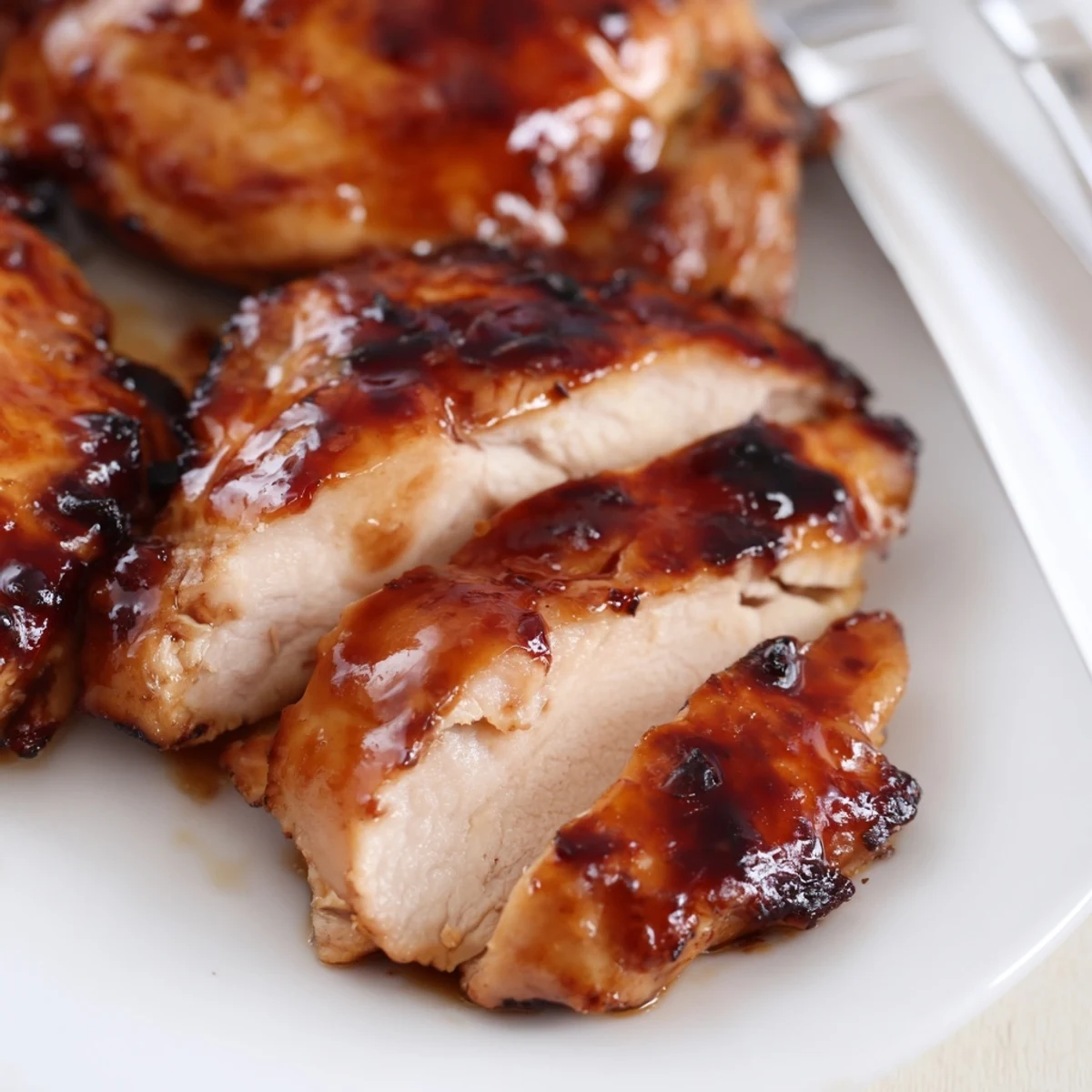 Golden caramelized soy chicken pieces resting in aromatic garlic ginger broth beside fluffy white rice