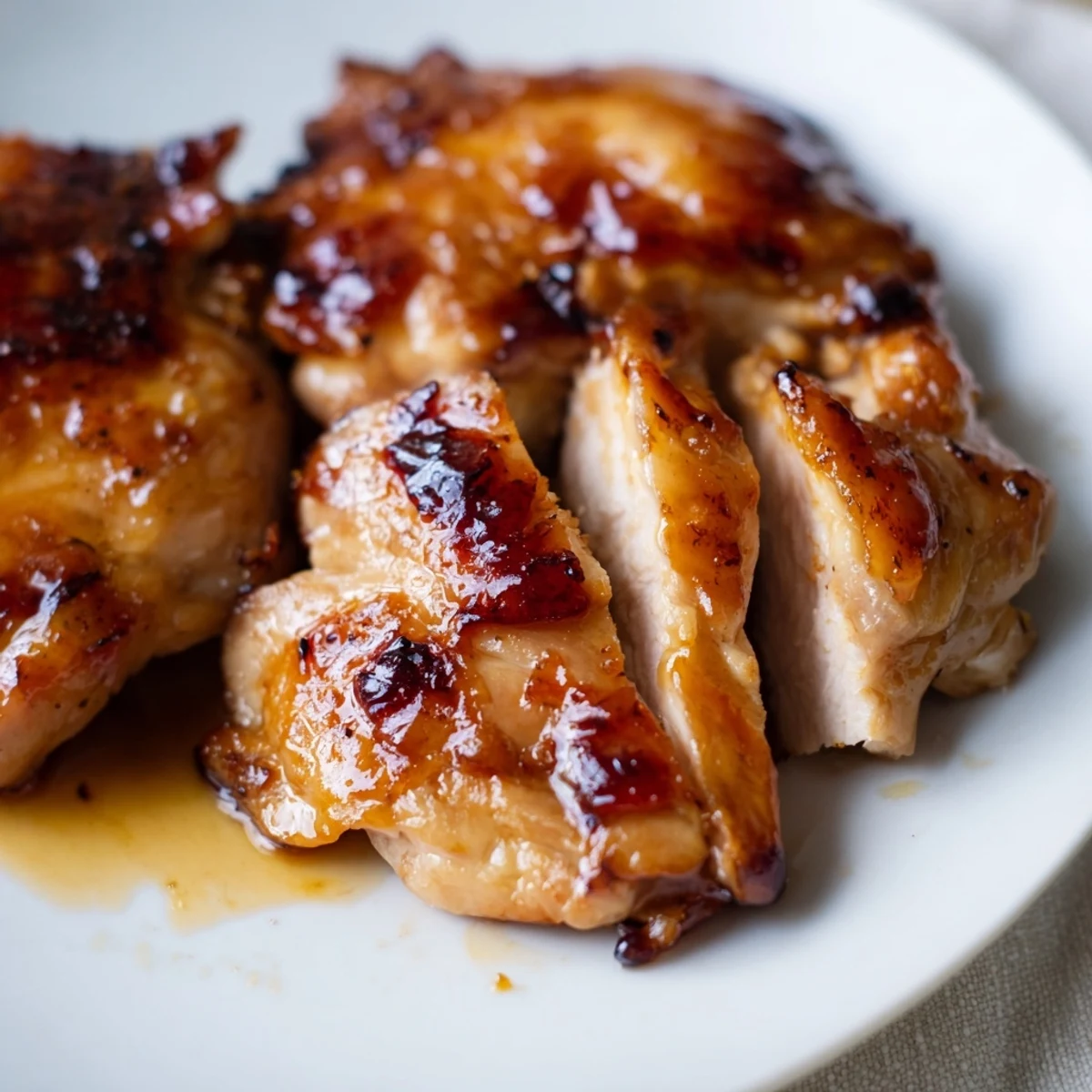 Bowl of caramelized soy chicken in fragrant garlic broth with rice garnished with fresh green onions and sesame seeds