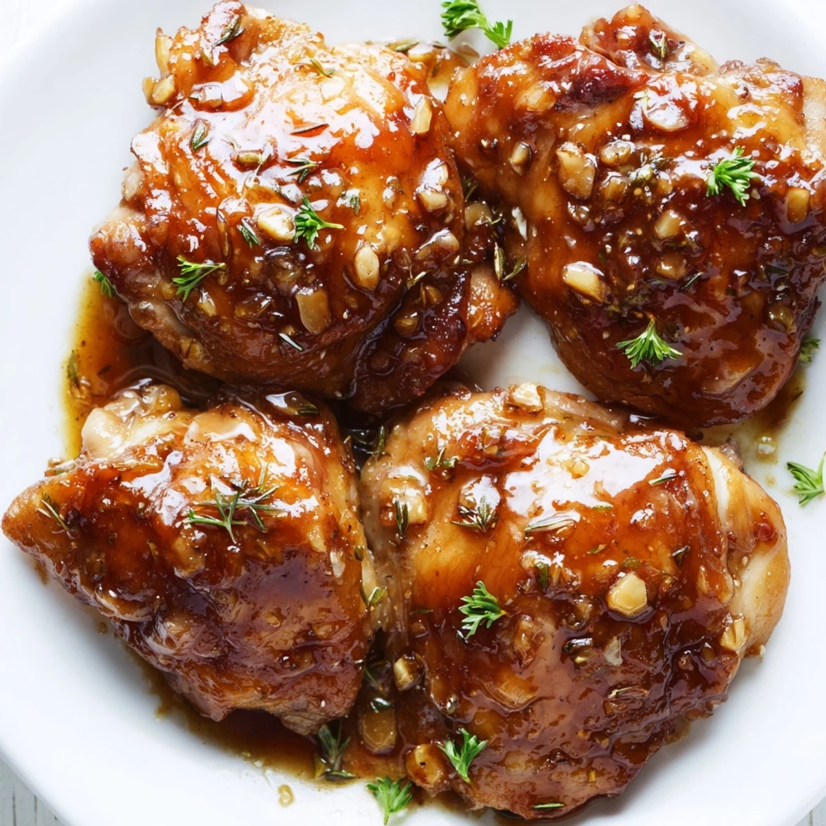 Savory chicken pieces simmered in sweet cinnamon apple cider reduction finished with melted butter