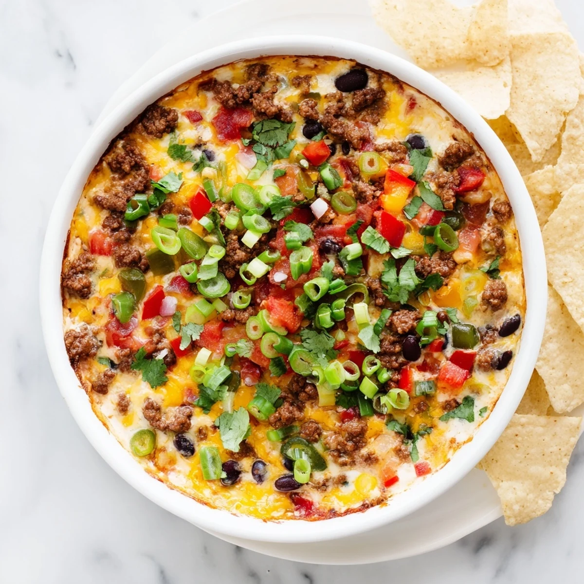 Golden spicy cowboy queso dip bubbling in a cast iron skillet with melted processed cheese