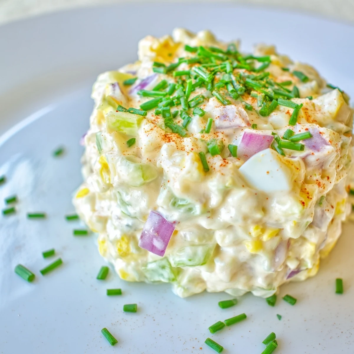 Creamy cottage cheese egg salad served on whole-grain toast with fresh herbs