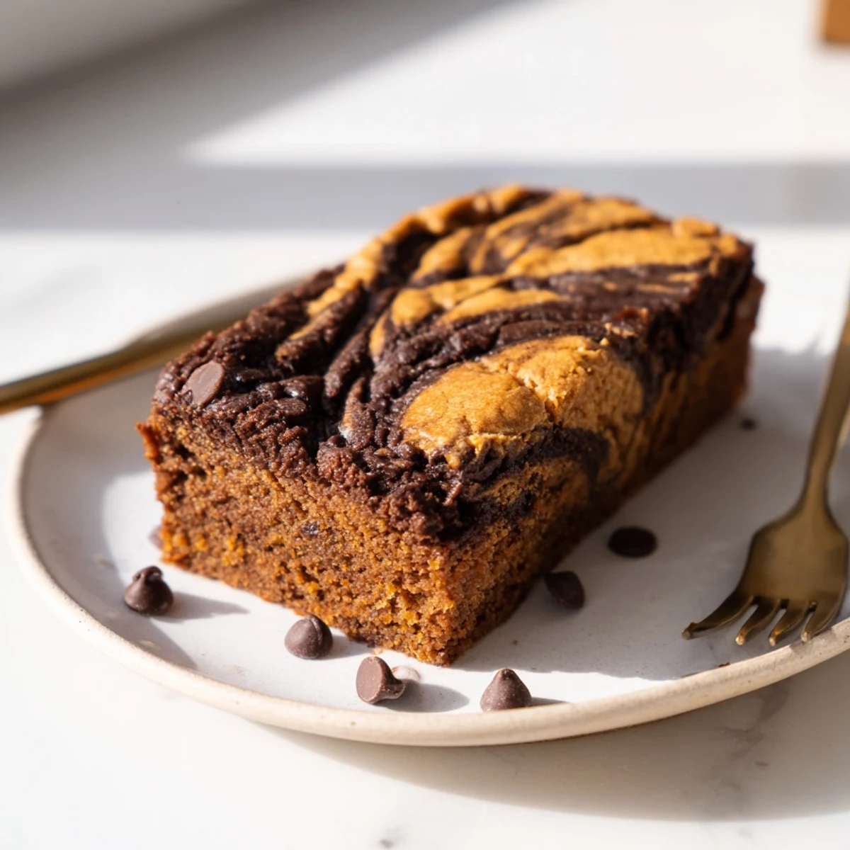 Chocolatey banana bread brownie bars sliced into squares showing fudgy cross-section texture