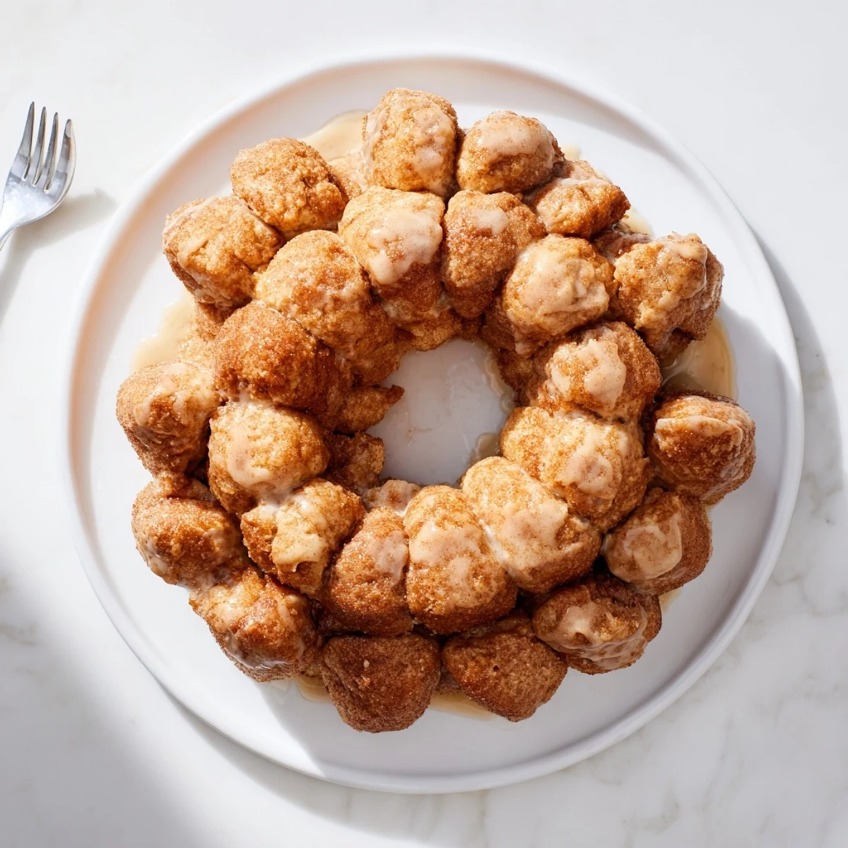 Pull-apart high protein no sugar monkey bread balls in a bundt pan ready to serve
