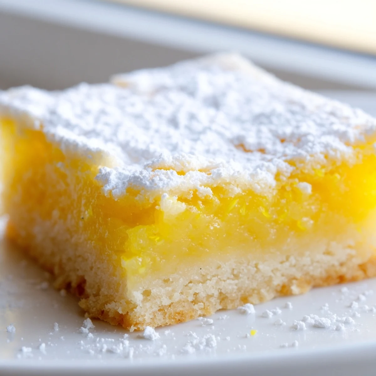 Tangy lemon bars with buttery shortbread crust cut into perfect squares