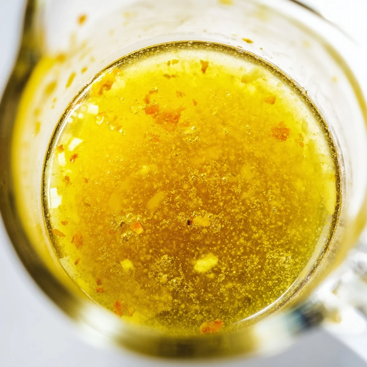 Golden citrus vinaigrette in a glass jar with fresh orange and lemon slices nearby