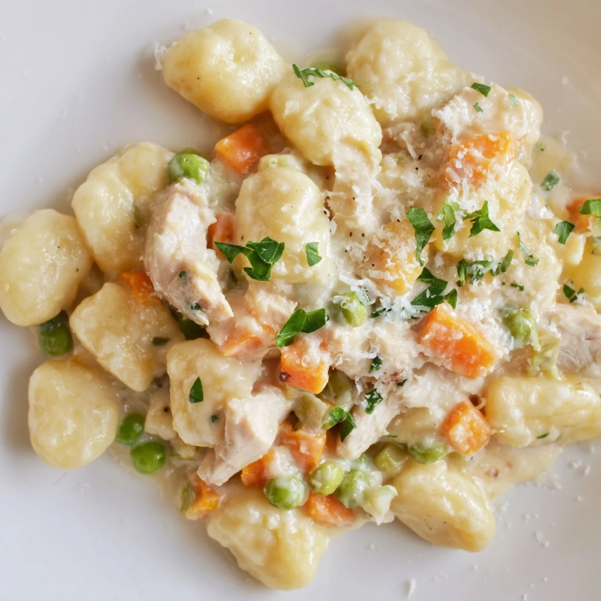 Golden sauce coating tender chicken and pillowy gnocchi in this comforting dish