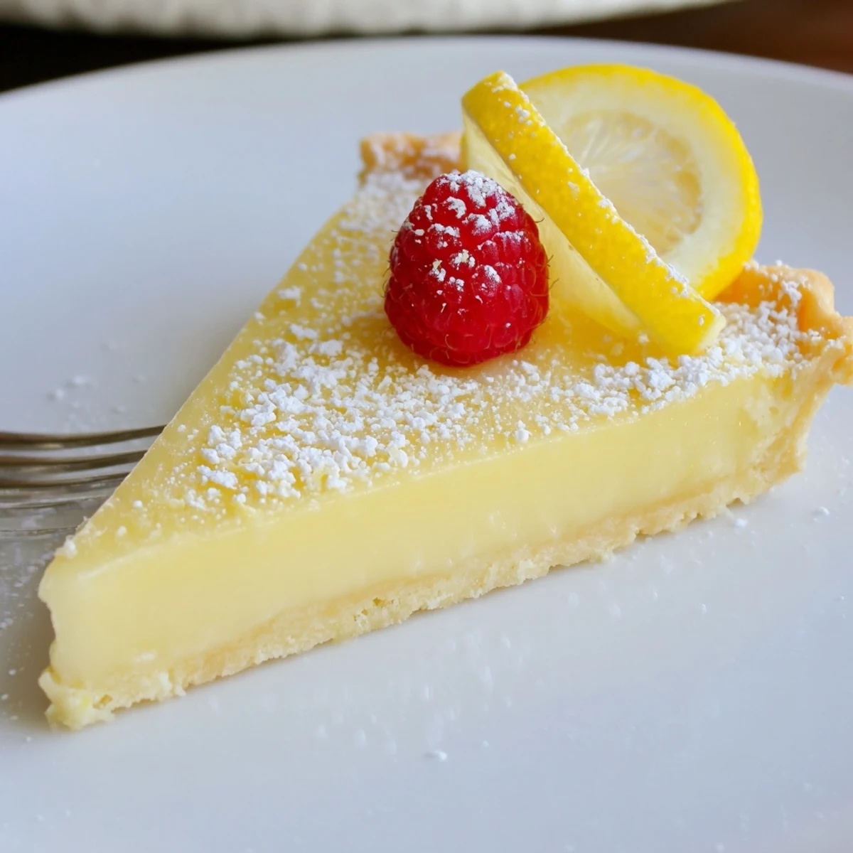 After chilling, Creamy Lemon Tart Recipe served with fresh berries and sparkling wine