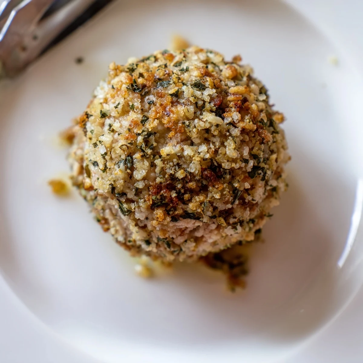 Oven-baked Sage Onion Chicken Balls on parchment, aromatic sage and caramelized onions.