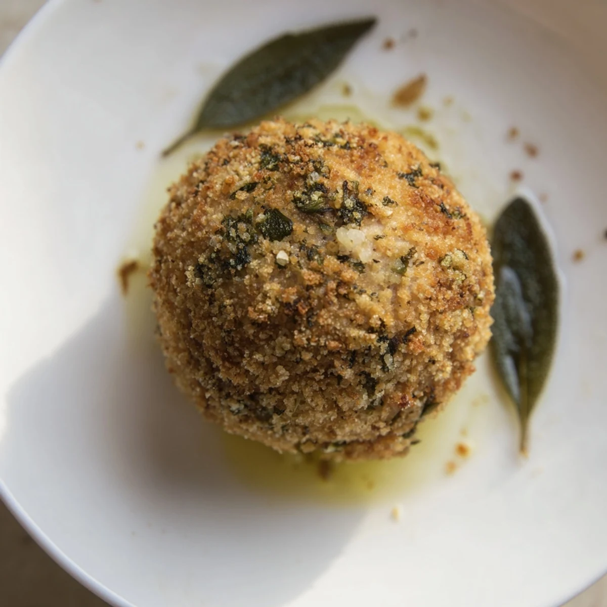Juicy Sage Onion Chicken Balls with crispy edges, paired with roasted vegetables.