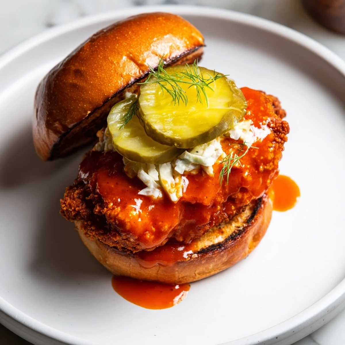 Spicy Nashville Hot Chicken Sandwiches Recipe To Savor paired with sweet iced tea