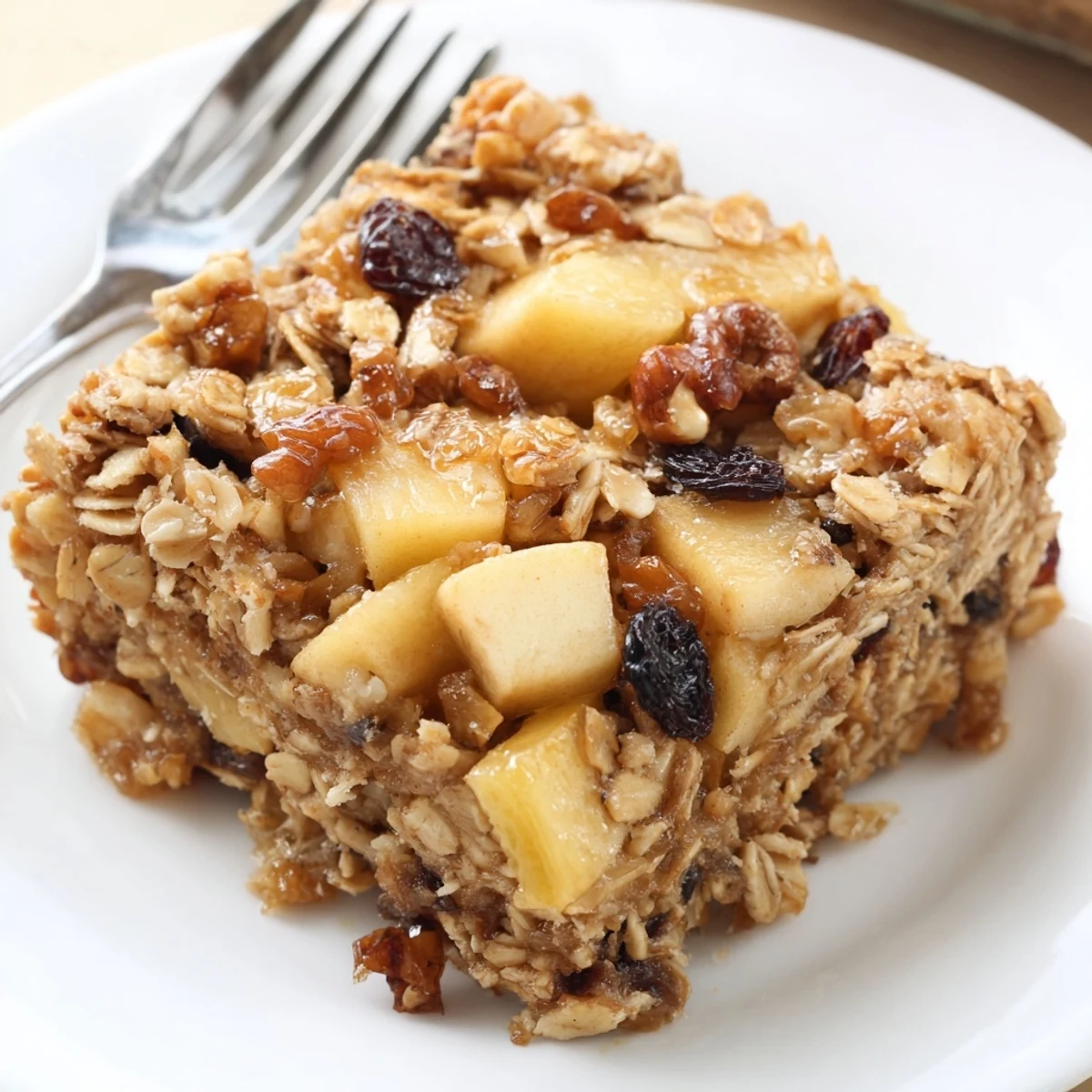 Warm Delicious Apple Cinnamon Oatmeal Bake Recipe For Mornings, golden and steaming