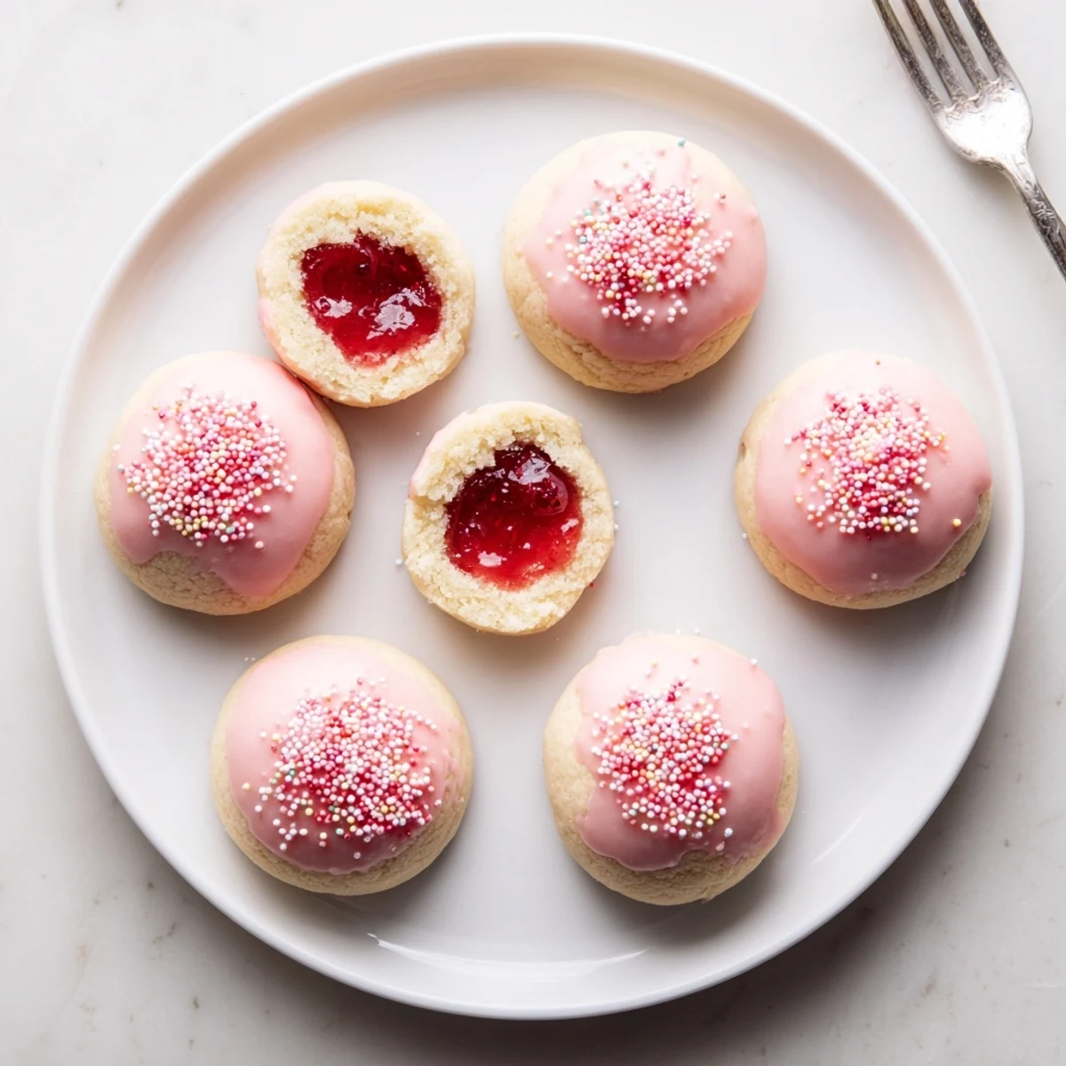 Rustic tray of freshly baked Strawberry Pop Tart Cookies served with milk