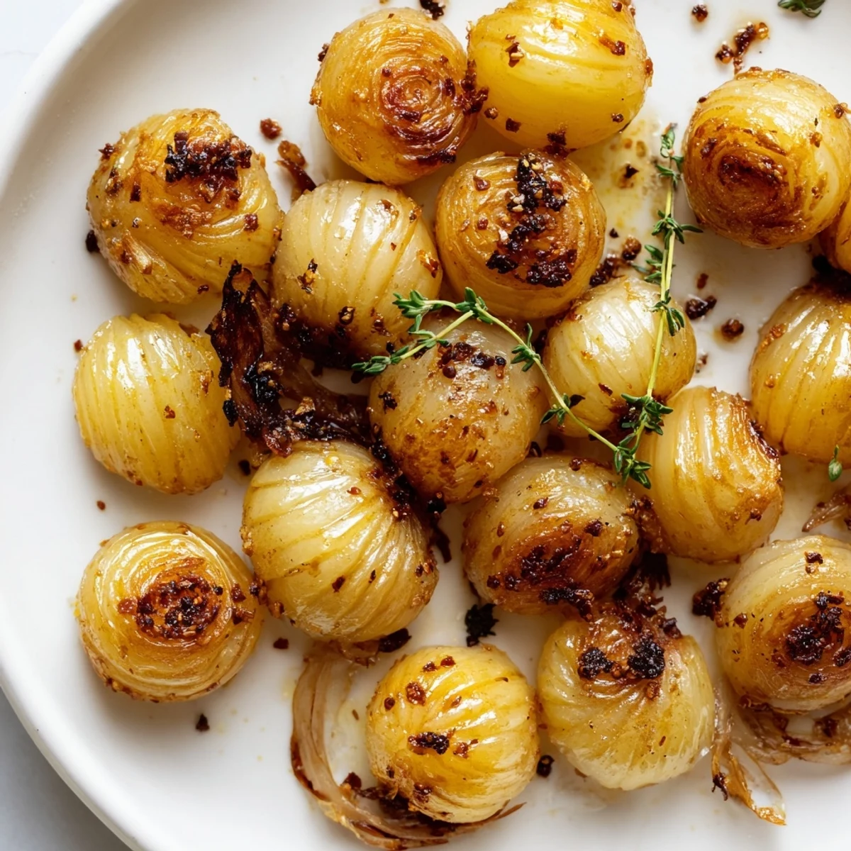 Perfectly caramelized air fried pearl onions with a crunchy golden brown paprika crust