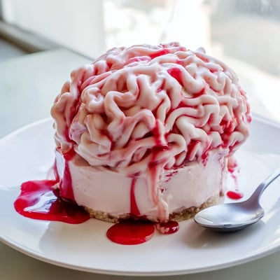 No Bake Strawberry Brain Cheesecake