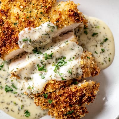 Crispy Parmesan Chicken Garlic Sauce