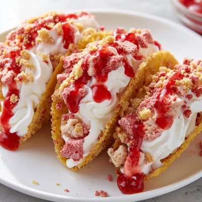 Strawberry Crunch Cheesecake Tacos